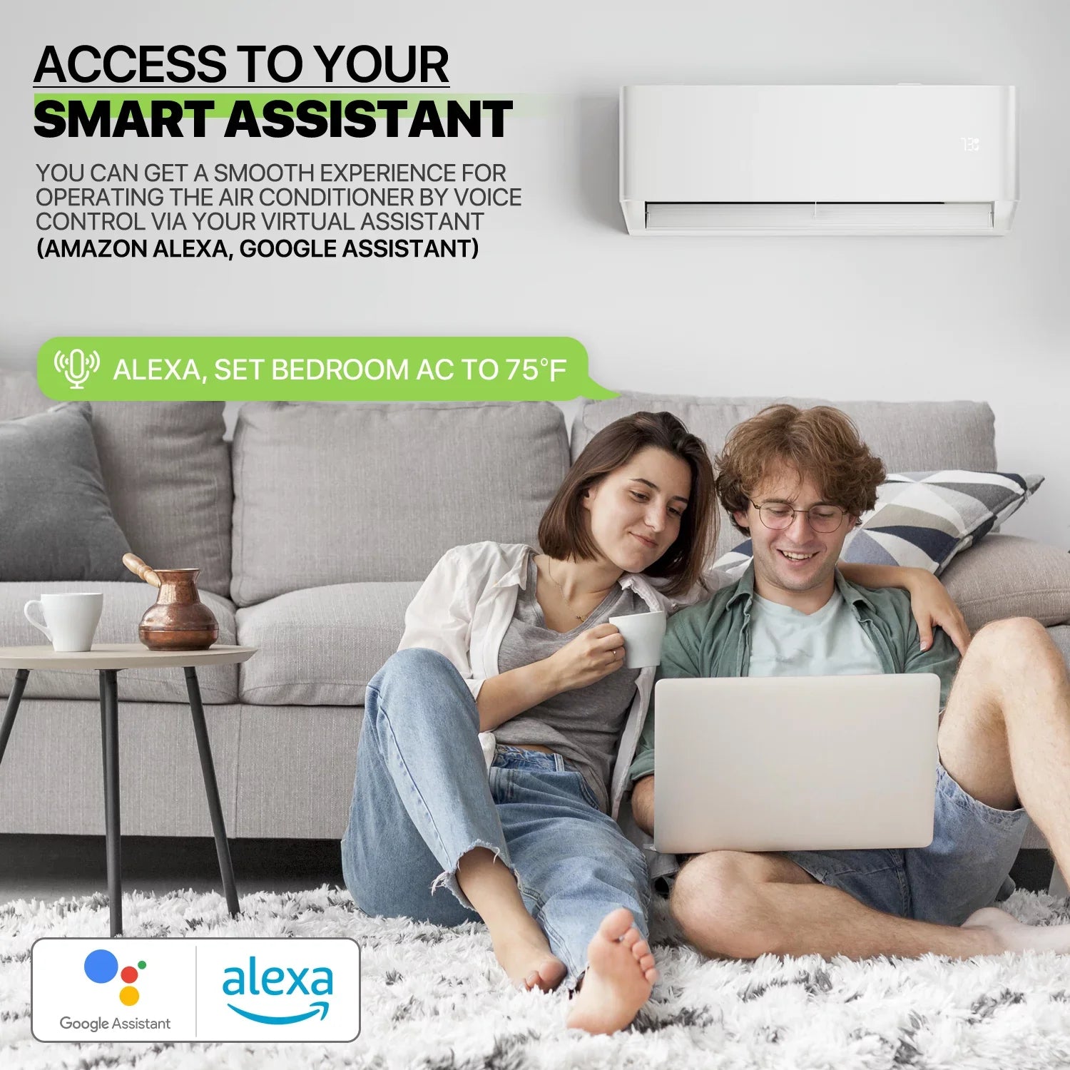 Magshion 9000 BTU 22 SEER Mini Split Air Conditioner & Heater Ductless Inverter System, Cools Up to 400 Sq.Ft., AC Unit with WIFI Smart Control & Pre-Charged Condenser, White