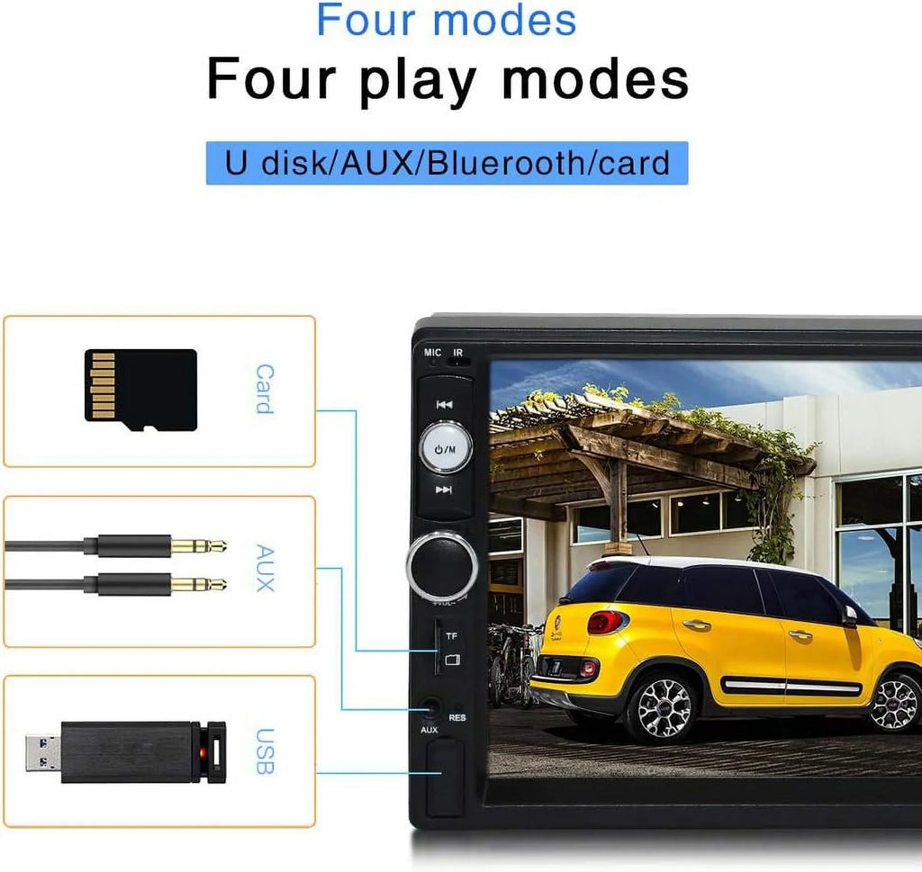 HD Touch Screen Car Stereo Car MP4 MP5 player 2 DIN Bluetooth 7 Inch car radio with Rear View Camera/ Mirror Link /Car Audio /Video /FM /USB /TF /AUX