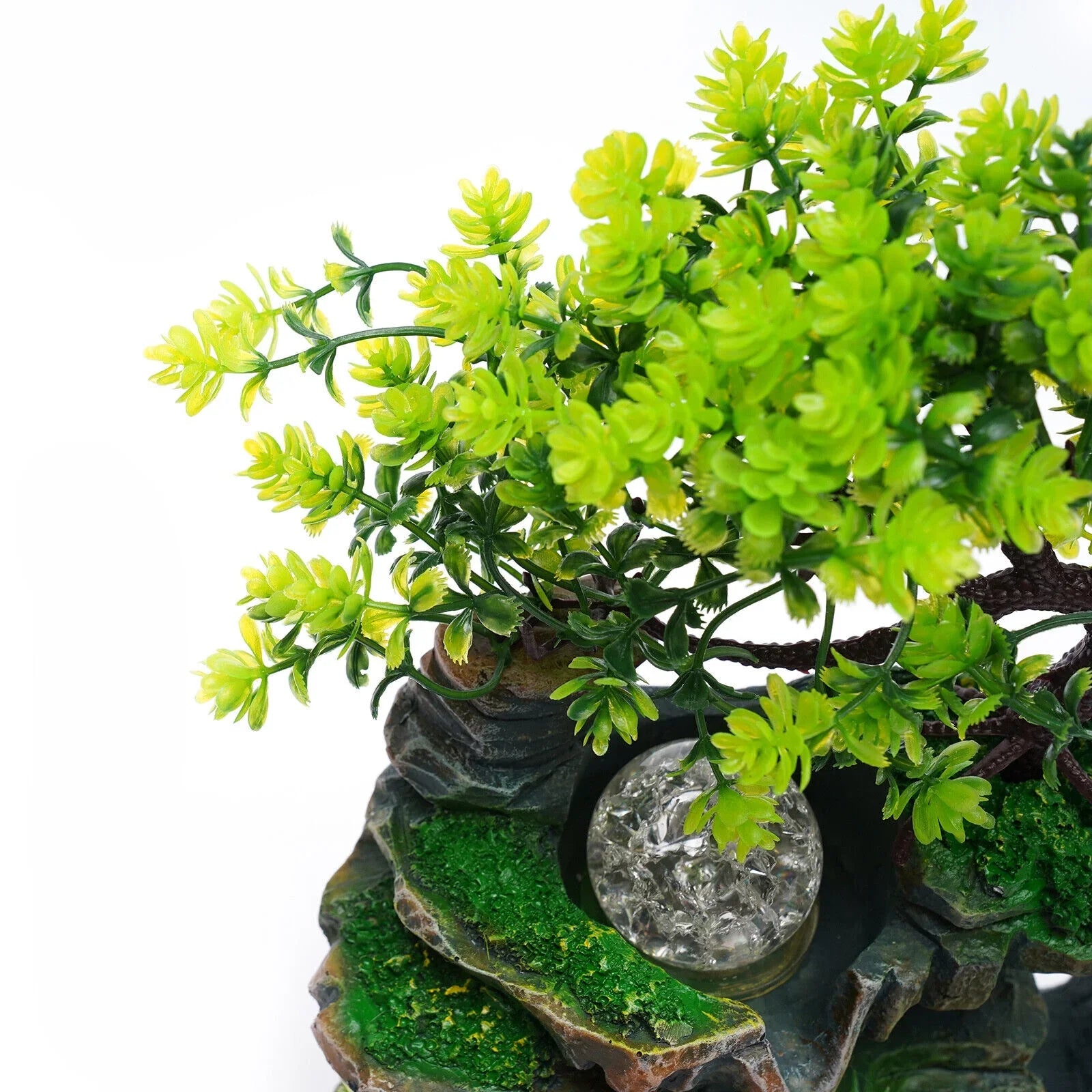 ZhdnBhnos Rockery Waterfall Water Fountains Desktop Ornament Indoor Feng Shui Zen Table Decoration with LED Light