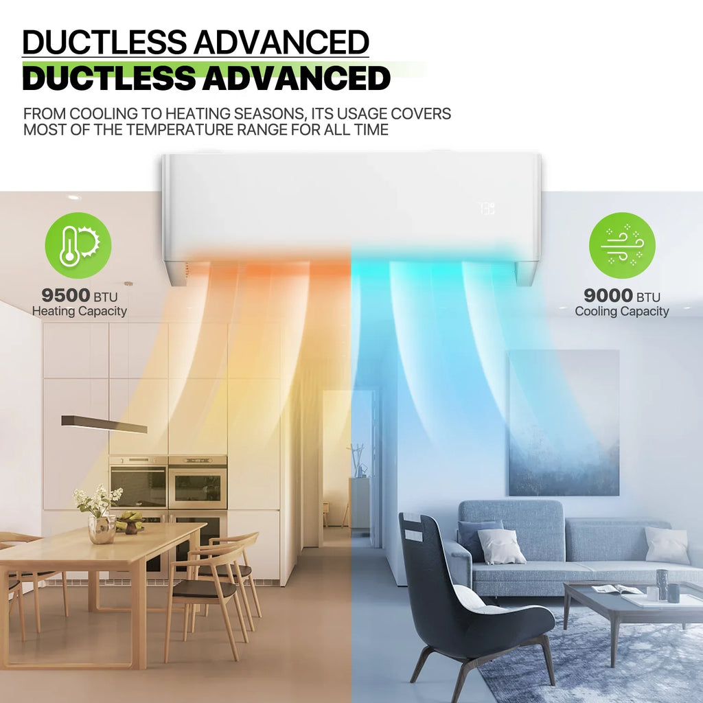 Magshion 9000 BTU 22 SEER Mini Split Air Conditioner & Heater Ductless Inverter System, Cools Up to 400 Sq.Ft., AC Unit with WIFI Smart Control & Pre-Charged Condenser, White