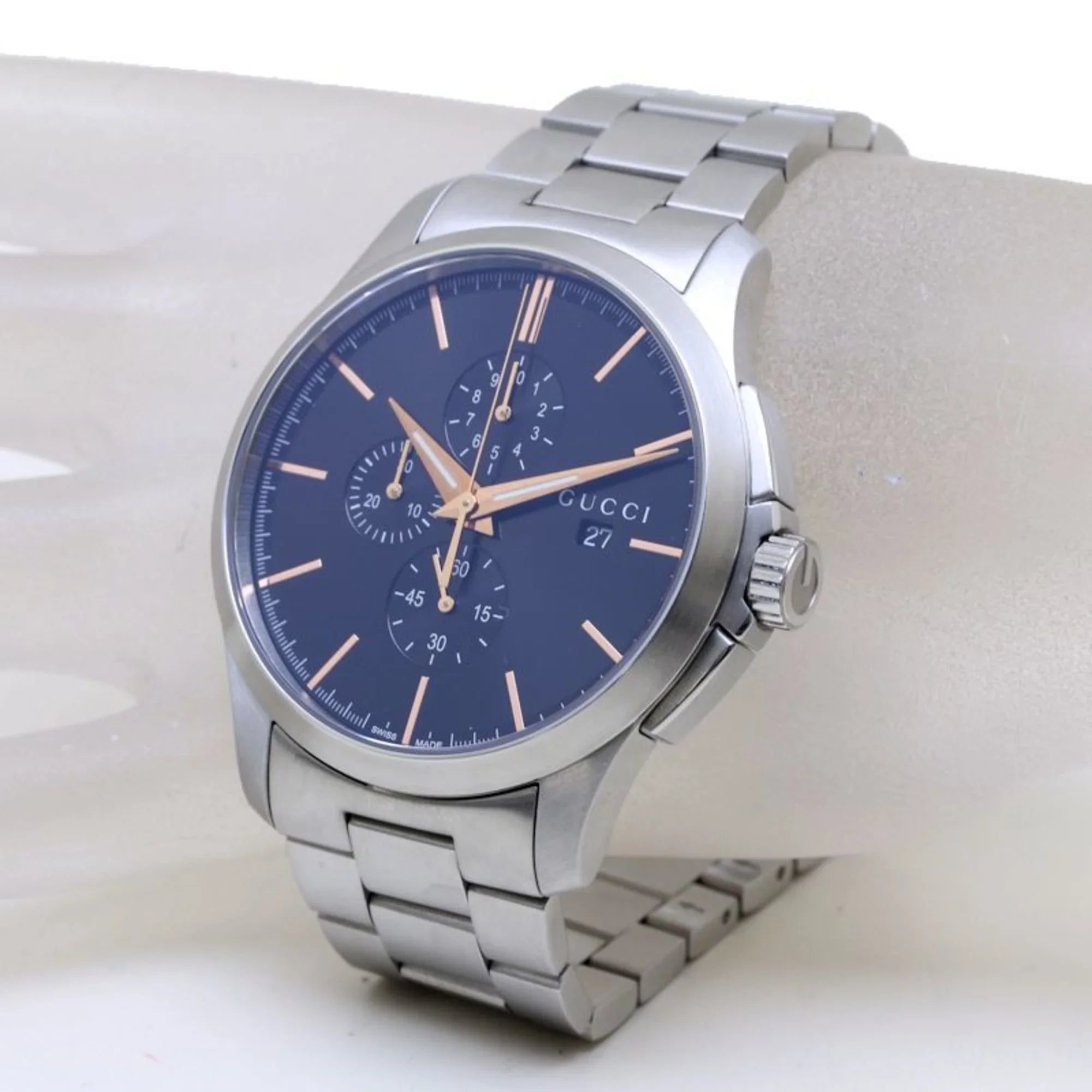 Pre-Owned GUCCI G Timeless Chronograph YA126272 126.2 Stainless Steel Men's 39276 (Like New)