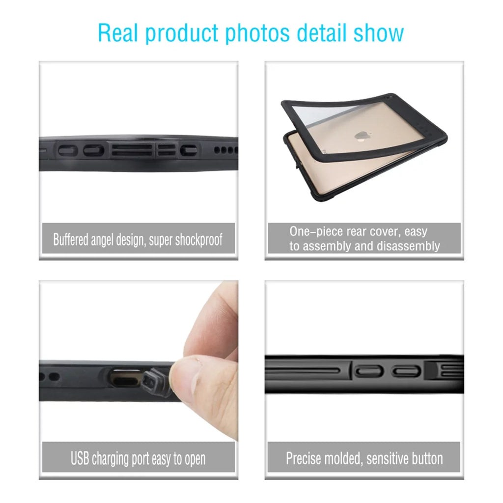 Coating iPad Air 3 Case 2019 Waterproof, iPad Pro 10.5 Case Rugged Full Body Protective Transparent Wrap with Built in Screen Protector Shockproof Case for iPad Air 3 2019/ iPad Pro 10.5 2017,Black