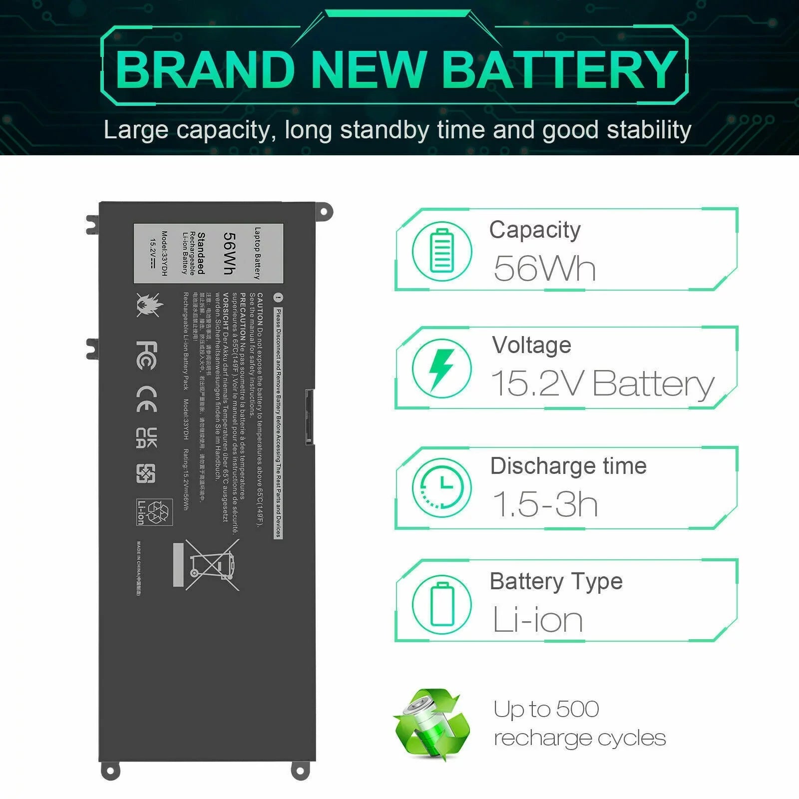 33YDH PVHT1 Laptop Battery for (G3 G5 G7) 15 3579 5587 7588/17 3779
