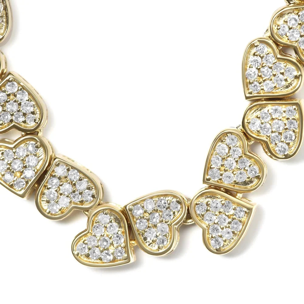 Haus of Brilliance Yellow Gold Plated .925 Sterling Silver 1/2 Cttw Womens Round cut Drawstring Clasp Diamond Sideways Hearts Bolo Bracelet (H-I Color, I1-I2 Clarity) - 4”-10” Adjustable