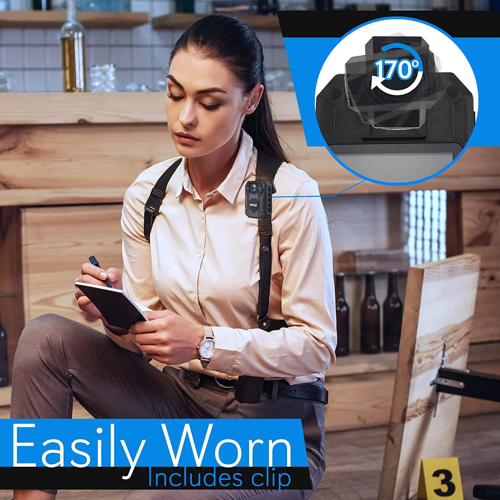 Police Security Video Body Camera - HD 1920x1080p Rechargeable Wireless Waterproof Wearable Law Enforcement Mini Surveillance Cam, Audio Video Recording, Night Vision, Motion Detector - PPBCM8