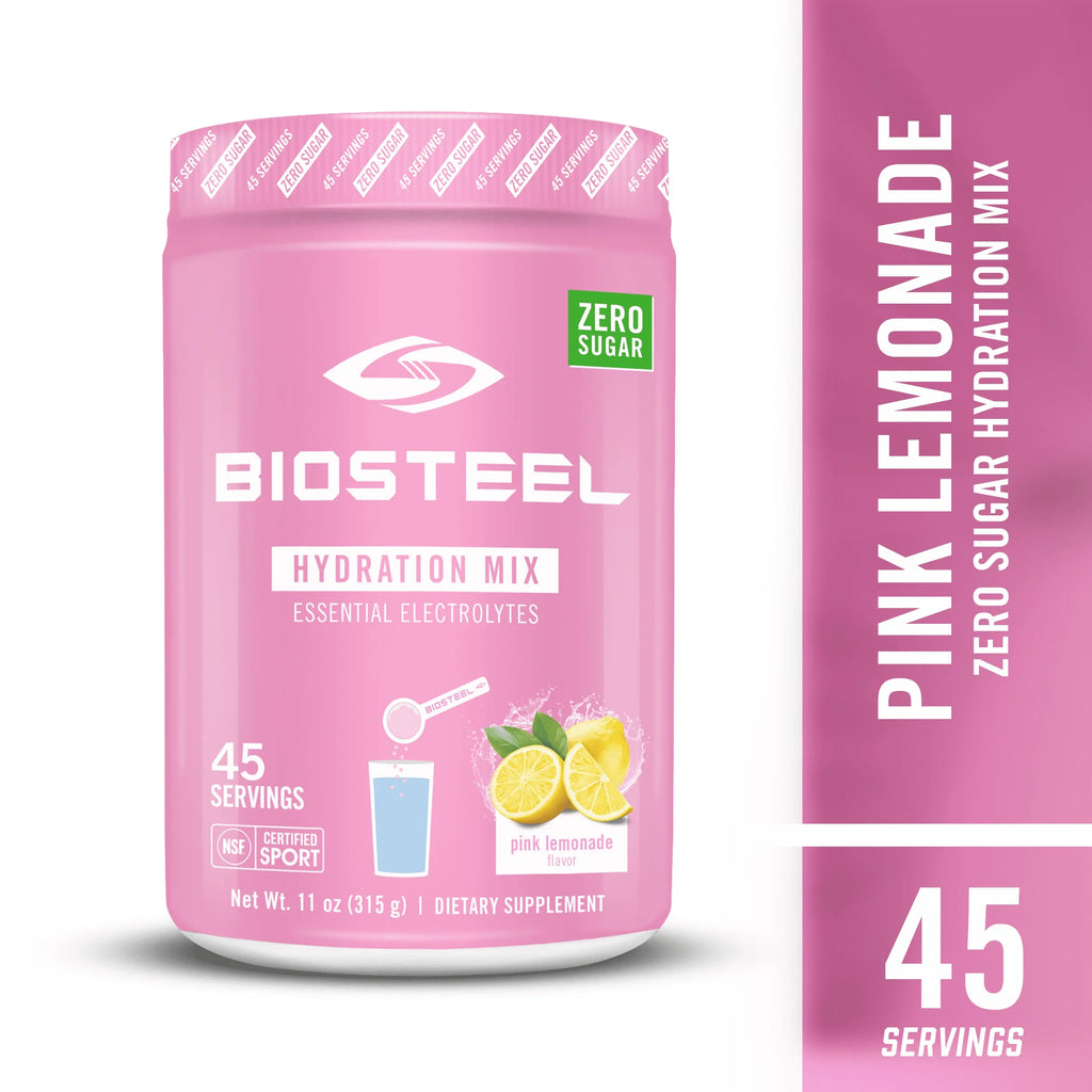 BioSteel Zero Sugar Hydration Mix, Outstanding Tasting Hydration with 5 Essential Electrolytes, Pink Lemonade Flavor, 45 Servings per Tub
