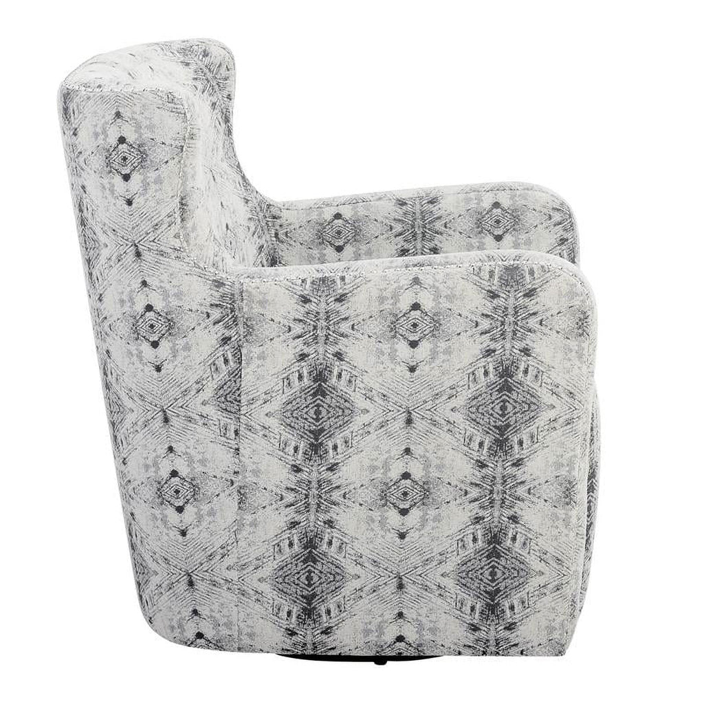 Lexicon Lonita 30" Contemporary Chenille Geometric Swivel Chair in Off White