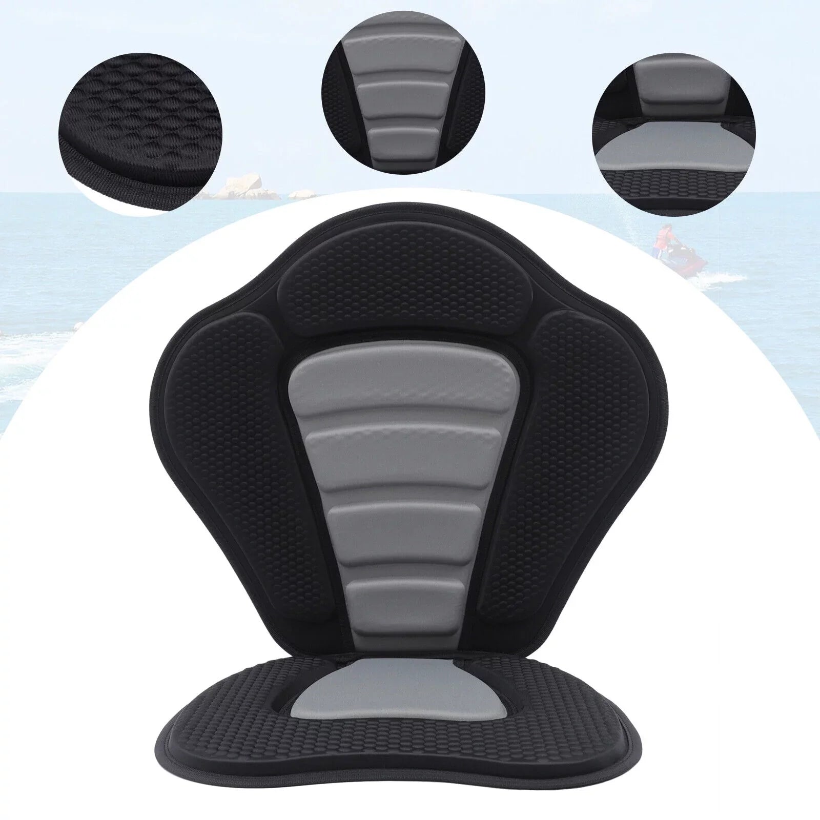 Adjustable Padded Kayak Seat Detachable Backpack Bag Canoe Backrest Storage Kayak Seat Deluxe Padded Watercraft Seat with Storage Bag Adjustable for Kayaking, Canoeing, Drifting, Rafting, Fishing