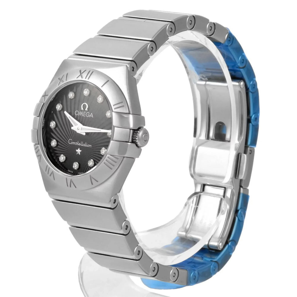 Pre-Owned Omega OMEGA Constellation 12P Diamond Index SS Women's Quartz Watch Black Dial 123.10.24.60.51.001 (Good)