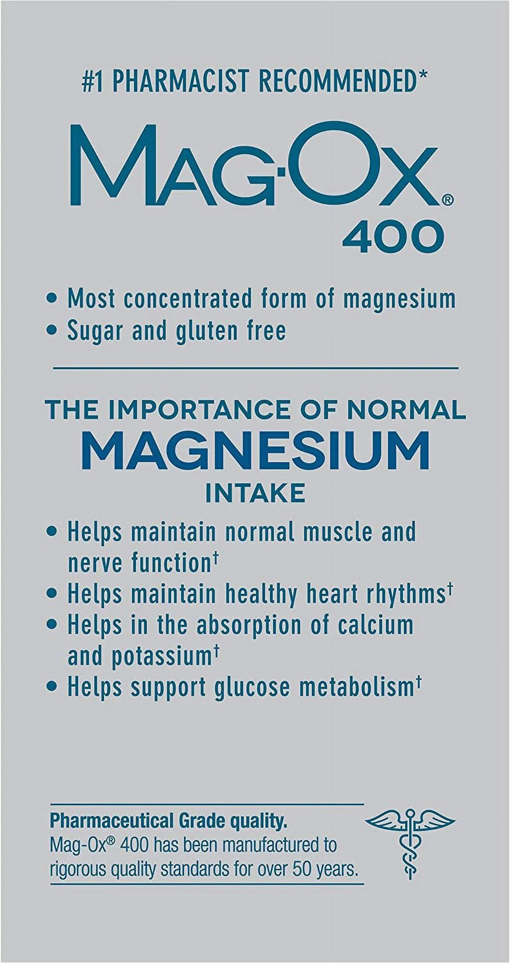 MagOx 400 Magnesium Oxide Dietary Supplement Most Concentrated form of Magnesium 120 Tablets