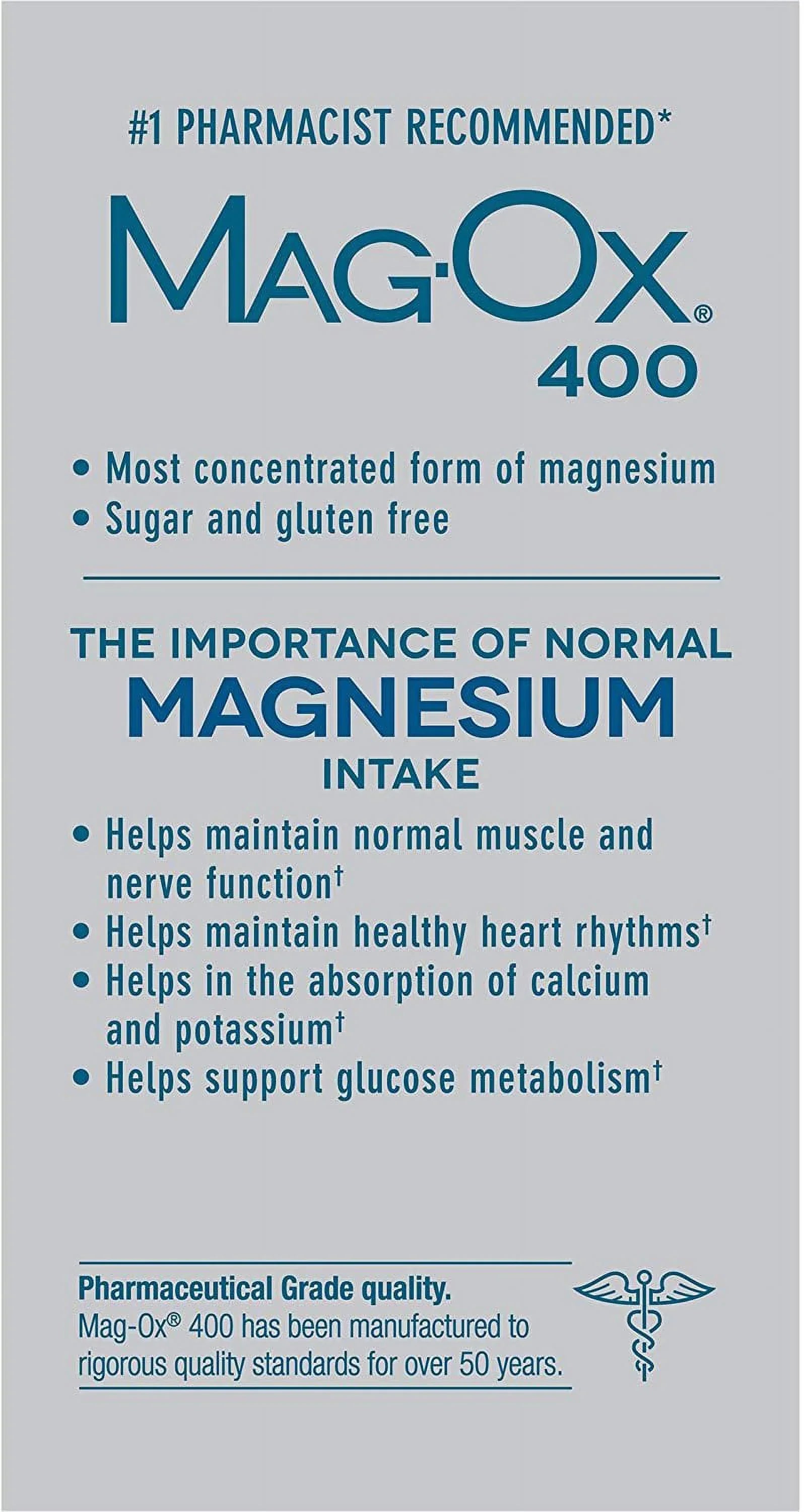 MagOx 400 Magnesium Oxide Dietary Supplement Most Concentrated form of Magnesium 120 Tablets