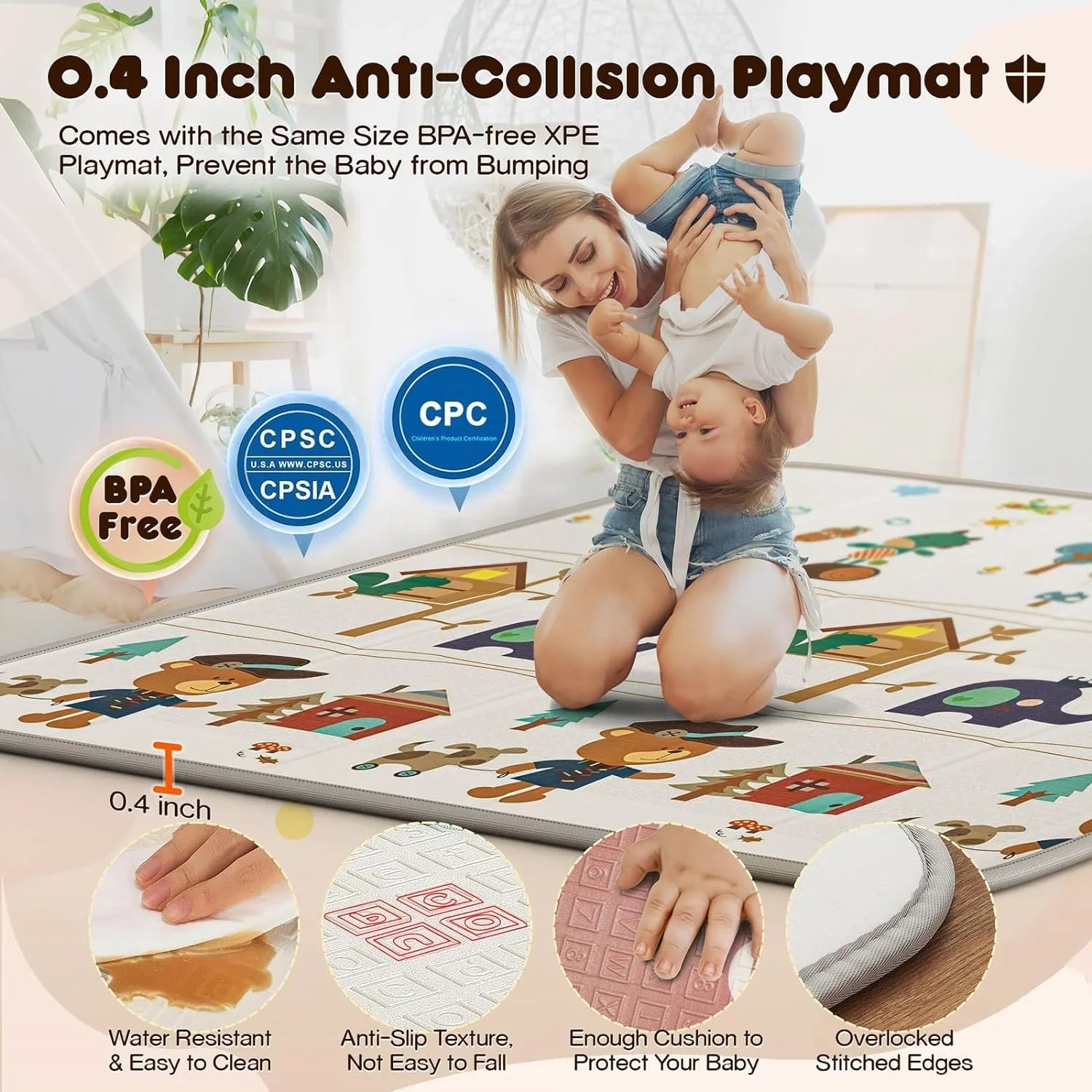 Upgraded 320D Washable Baby Playpen with Padding Mat, 6in1 Large Playpen for Toddlers, Sturdy & Safe Playpen with Padded Cotton Top Rod for Protecting Babies, Baby Play Yard with Zipper Gate