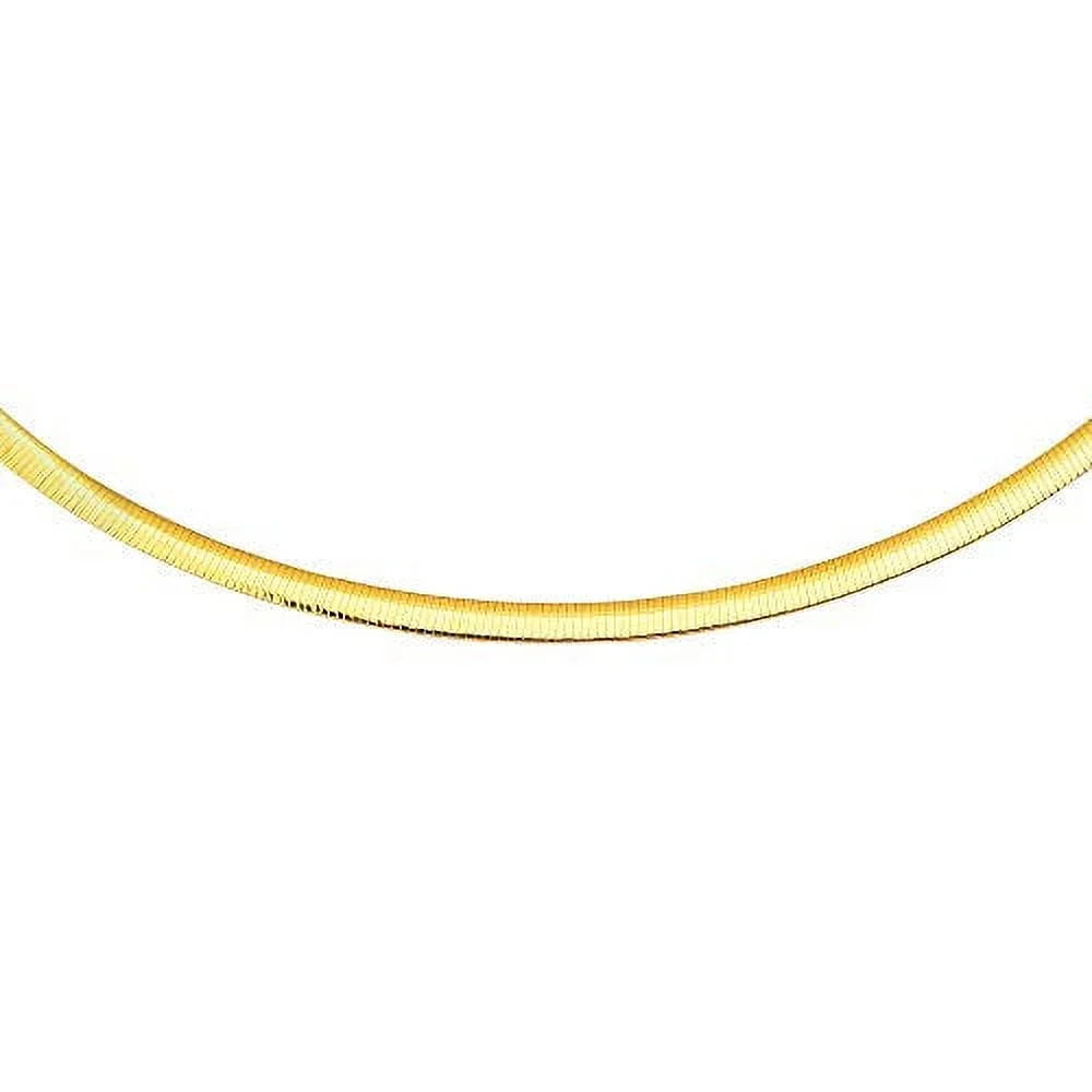 JewelStop 14K Yellow Gold And Sterling Silver 2-Tone Gold Reversible 4mm Domed Omega Chain 18 Inches
