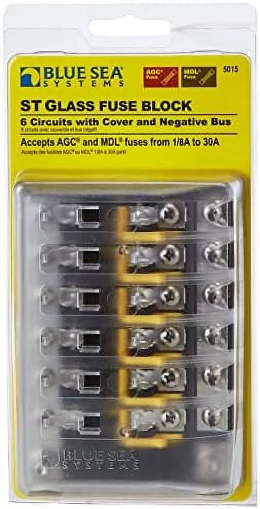 5015 Fuse Block AGC 6-CIR W/Ground , 3.5'' X 5.0''