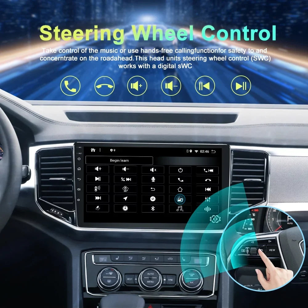 Car Radio for Toyota Highlander 2014-2019 Built-in Carplay/Android Auto, Android 10 Host 4G RAM 64G ROM with WiFi GPS Navigation Bluetooth Steering Wheel Control
