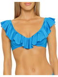 Trina Turk Womens Monaco Ruffled Underwire Bikini Swim Top