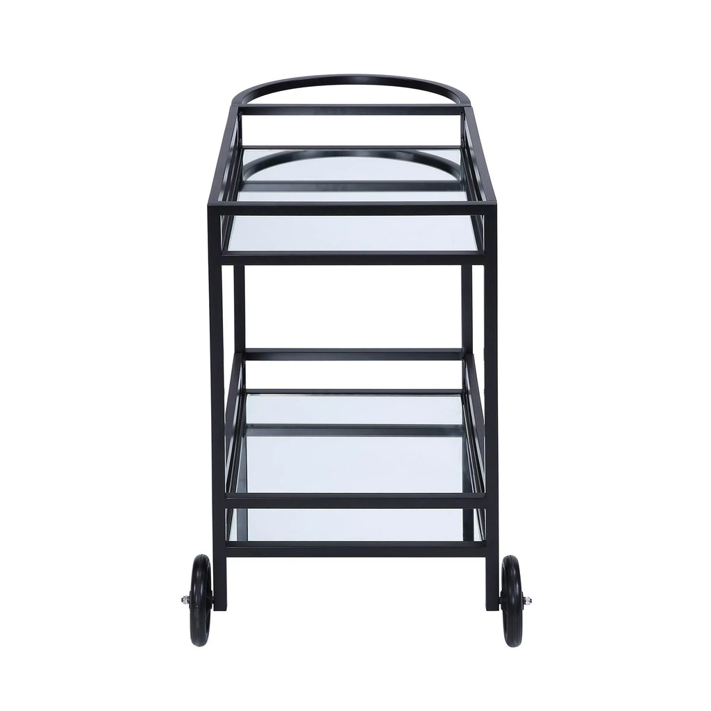 BESTCOSTY Kitchen Carts Serving Cart, Black Finish Metal & Wood
