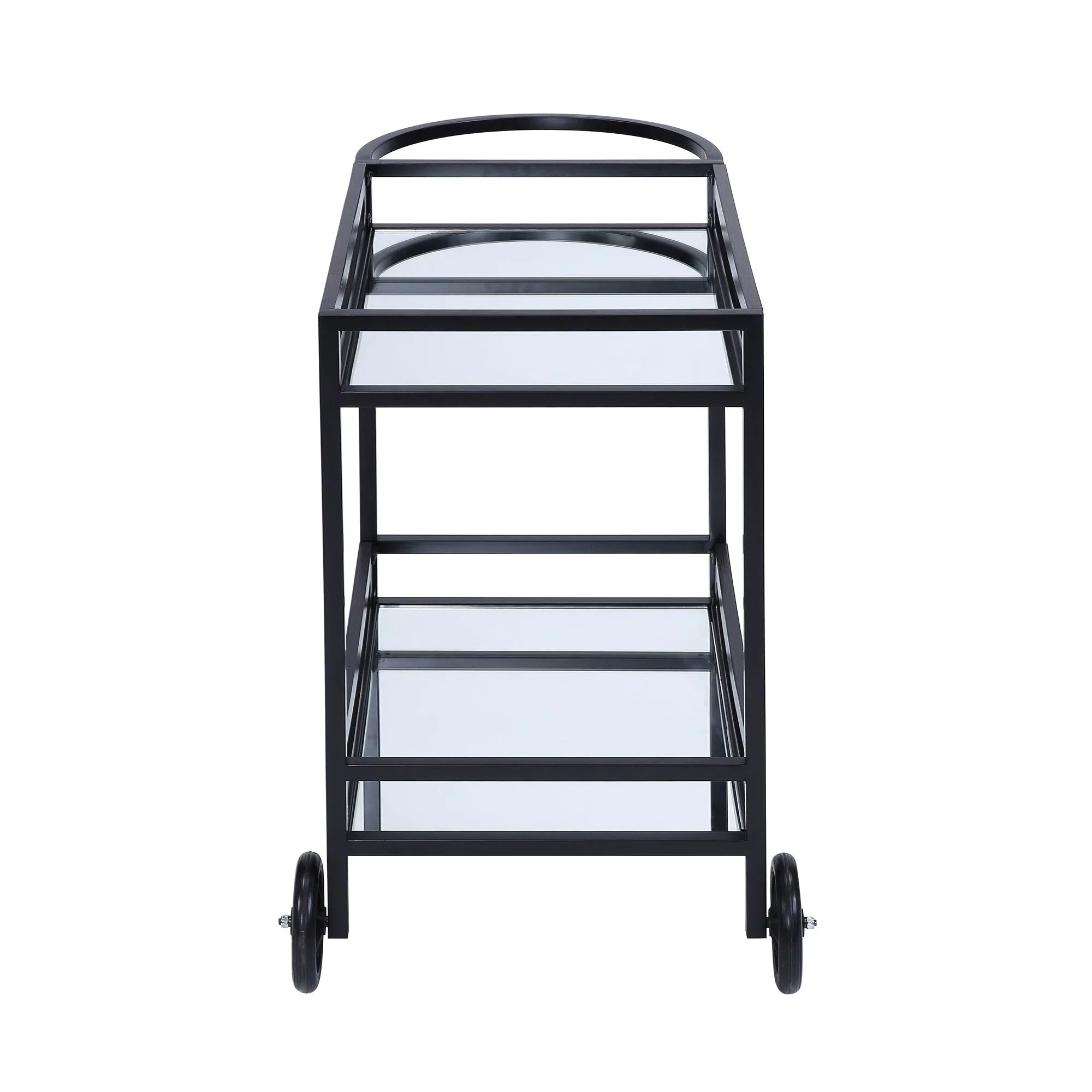 BESTCOSTY Kitchen Carts Serving Cart, Black Finish Metal & Wood