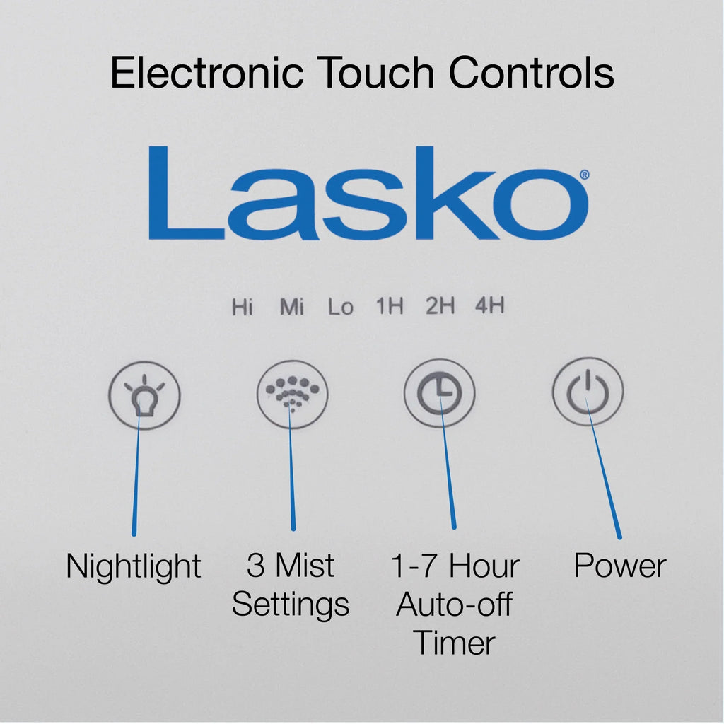 Lasko 0.92 Gallon, 18-Hour Cool Mist Ultrasonic Humidifier with Timer, 370 Sq. ft., UH250