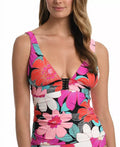 La Blanca Women's Knot Trim Tankini Top Swimsuit Pink Size 6