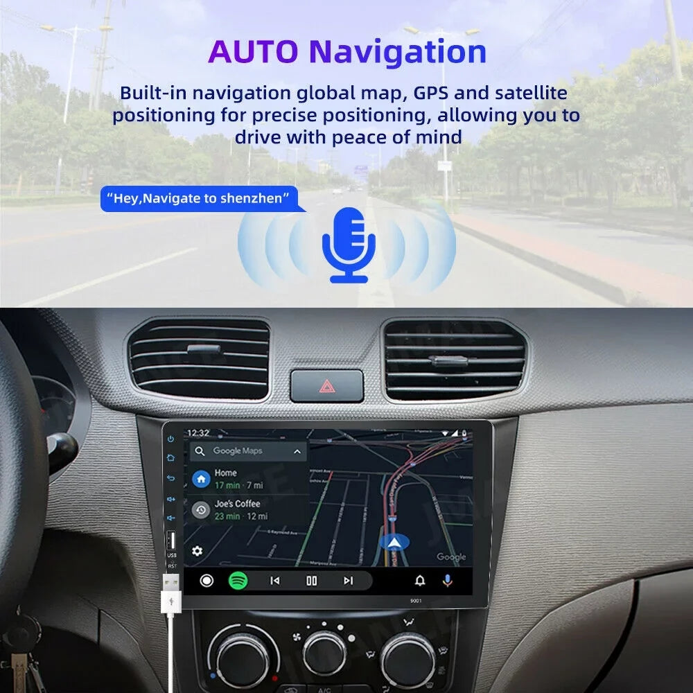 JMANCE MP5 Apple Carplay Android Auto Car Audio GPS 9" Single Din FM Radio with Camera