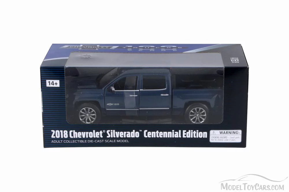 2018 Chevy Silverado Pick-Up Truck (Centennial Edition), Steel Blue - Motor Max 79353BU - 1/27 Scale Diecast Model Toy Car