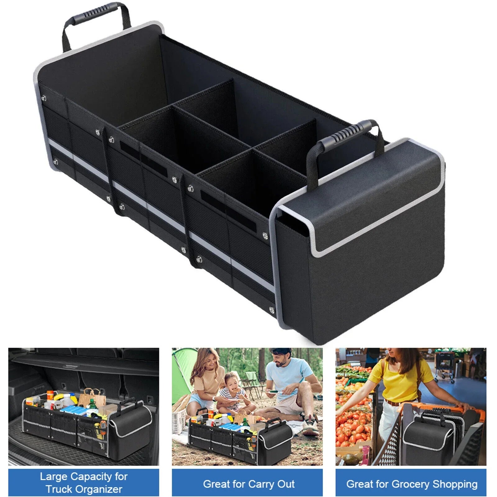 Car Trunk Organizer Multi Compartment Cargo Storage Container for SUV Truck US