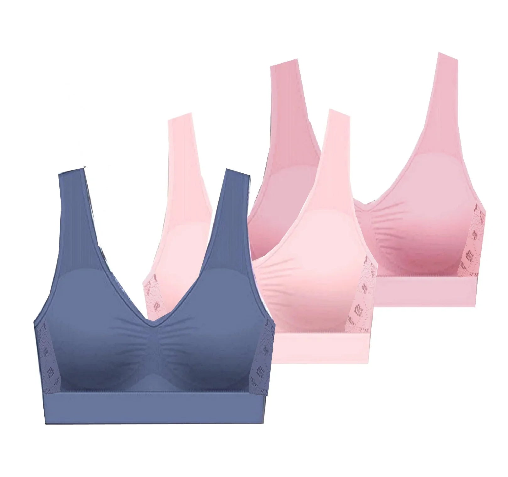 Delta Burke Seamless Padded Comfort Bra w/Removable Pads-3-Pack - 3X Fits- 40DD 42B/C/D/DD 44B/C