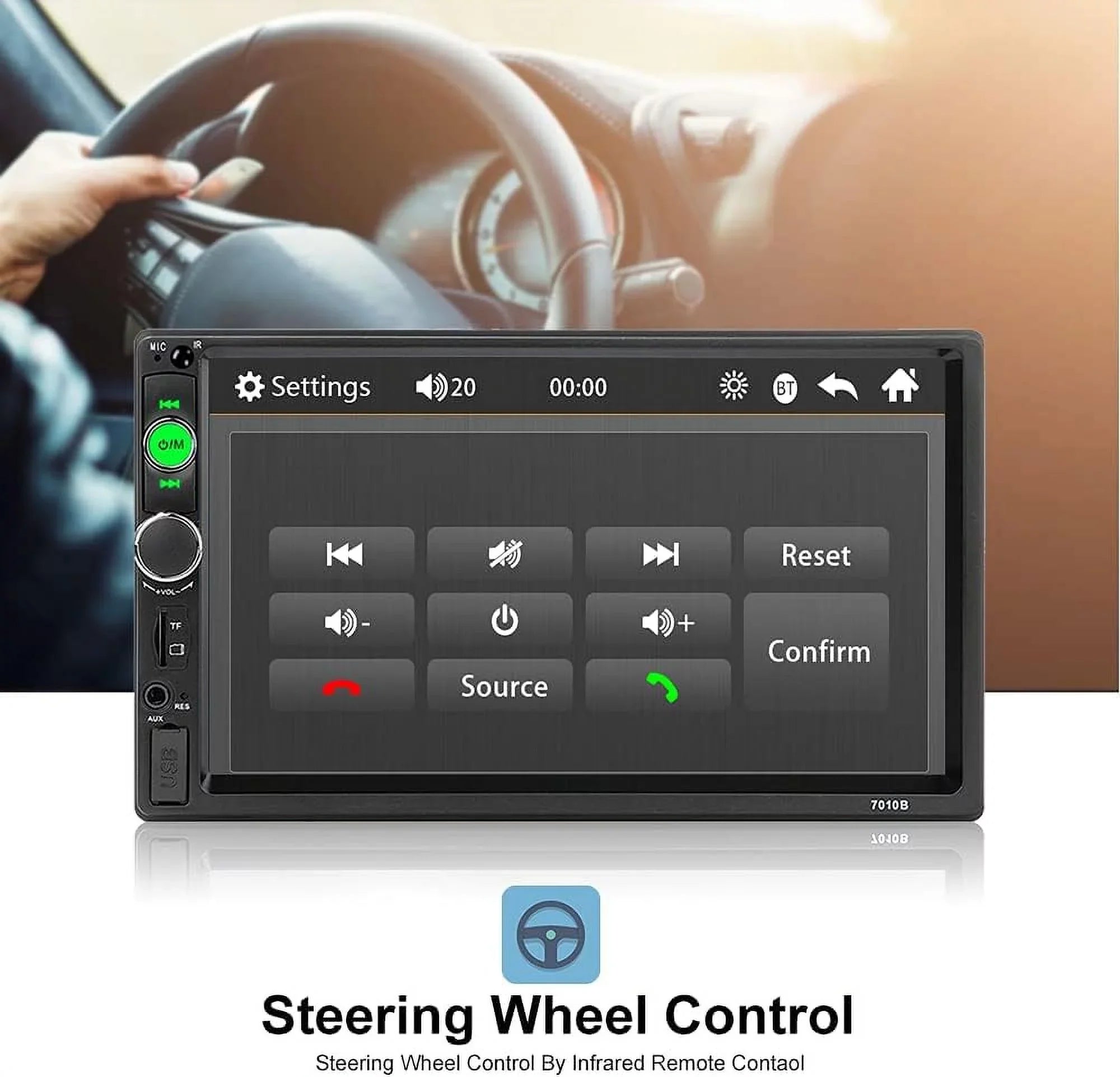HD Touch Screen Car Stereo Car MP4 MP5 player 2 DIN Bluetooth 7 Inch car radio with Rear View Camera/ Mirror Link /Car Audio /Video /FM /USB /TF /AUX