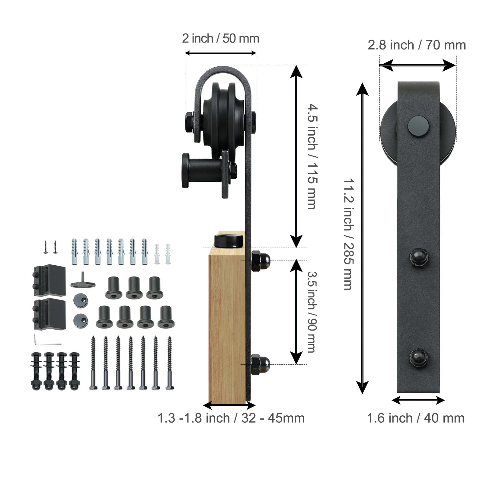 BENTISM 8FT Sliding Barn Door Hardware Closet Track Kit for Single Door J Hanger