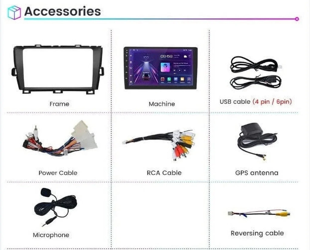 9" 1280*720 IPS 2+32G Android Auto CarPlay Car Stereo Radio for Toyota Prius 2009-2016 GPS w/Cam