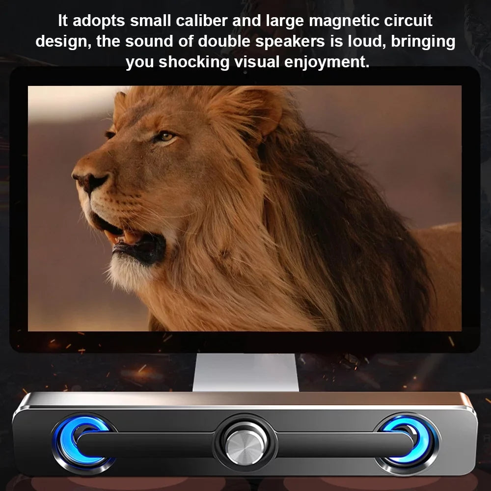 V-111 Computer Speaker USB Wired Powerful Bar Stereo Subwoofer Bass Speaker Surround Sound Box for PC Laptop Phone Tablet MP3 MP4