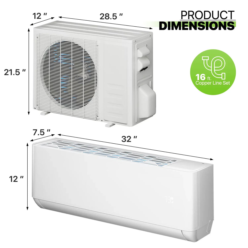 Magshion 9000 BTU 22 SEER Mini Split Air Conditioner & Heater Ductless Inverter System, Cools Up to 400 Sq.Ft., AC Unit with WIFI Smart Control & Pre-Charged Condenser, White