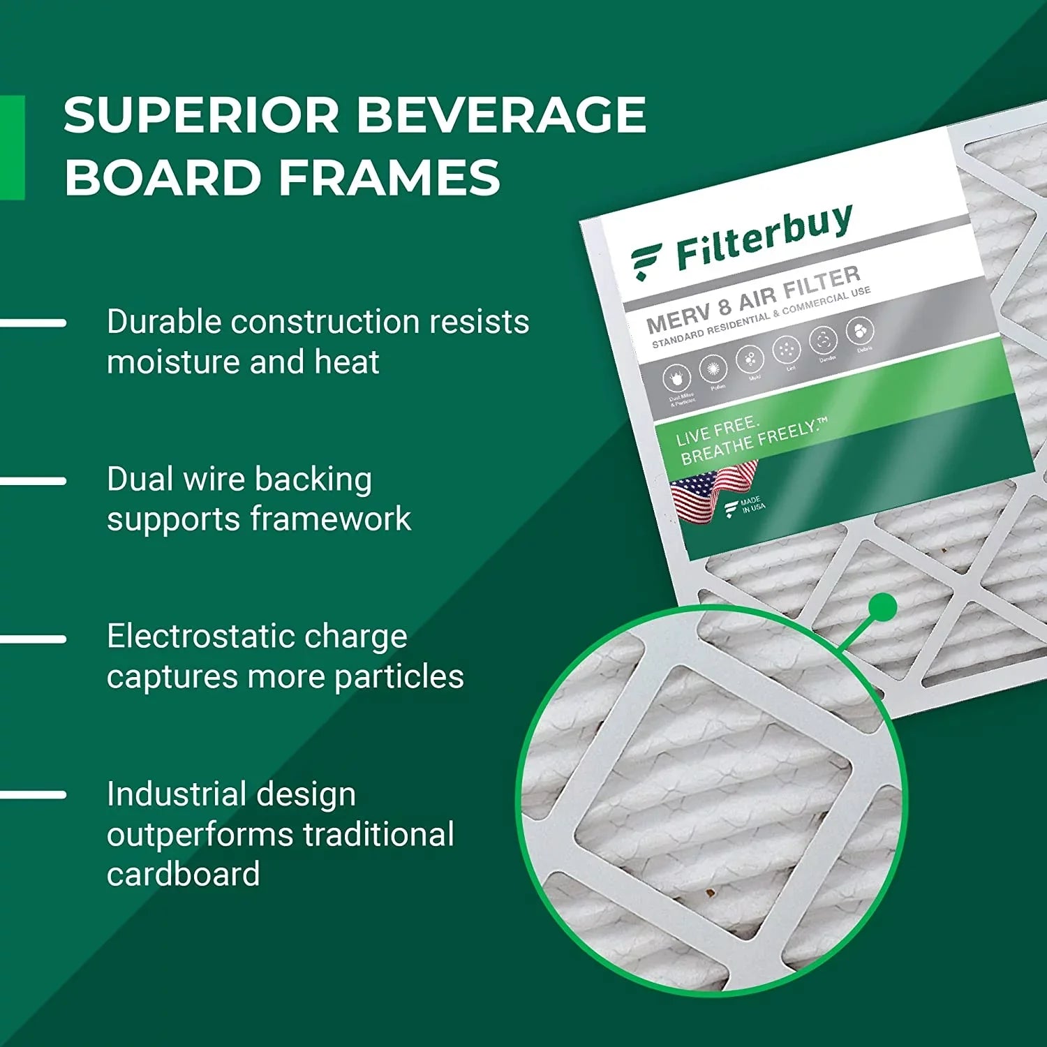 Filterbuy 20x23x5 MERV 8 Pleated HVAC AC Furnace Air Filters for Bryant, Carrier, BDP, Day & Night, and Payne (2-Pack)