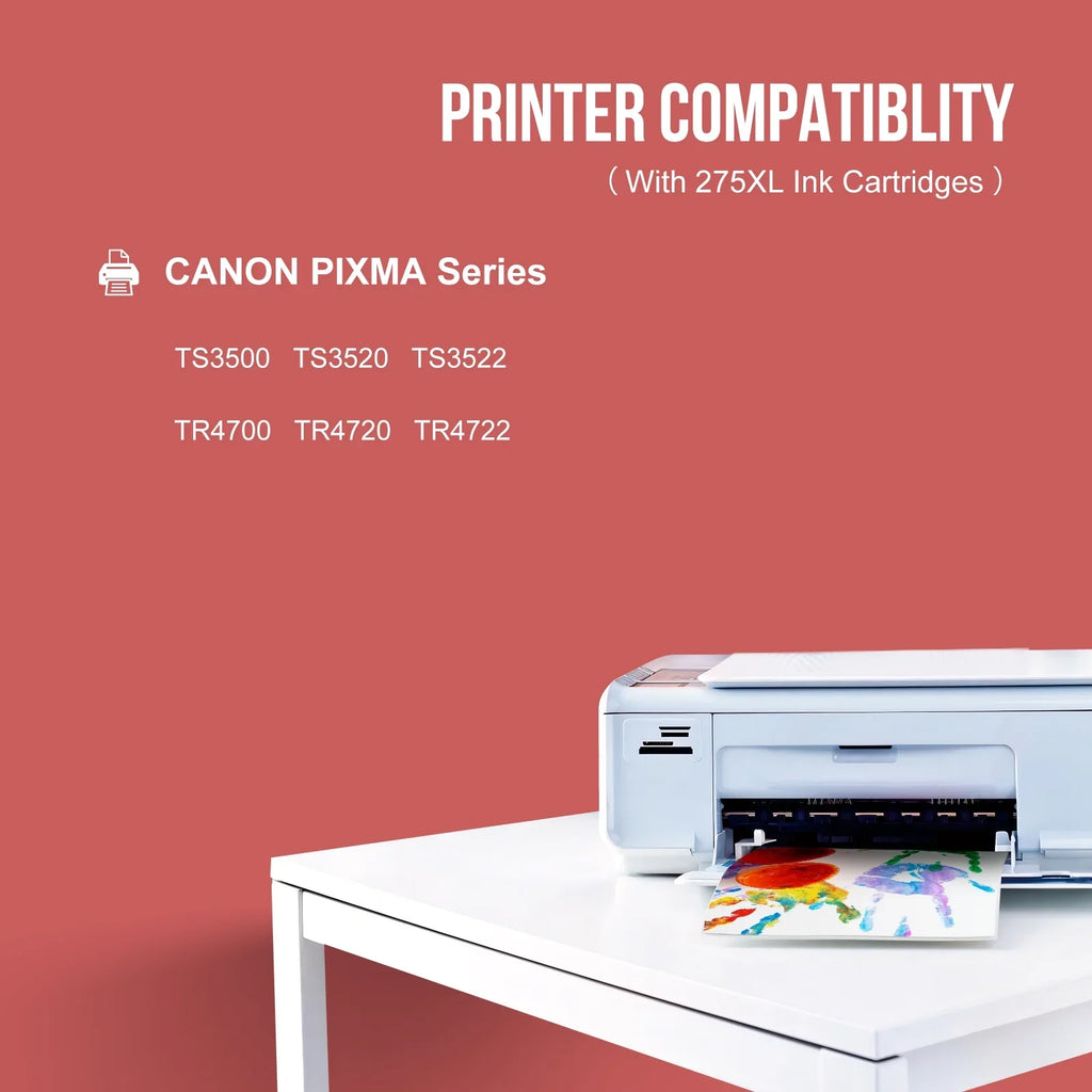 275XL Ink Cartridges for Canon Ink 275 and 276 for PIXMA TS3520 TS3522 TS3500 TR4720 TR4700 Printers (2 Pack - Black , Tri-color)