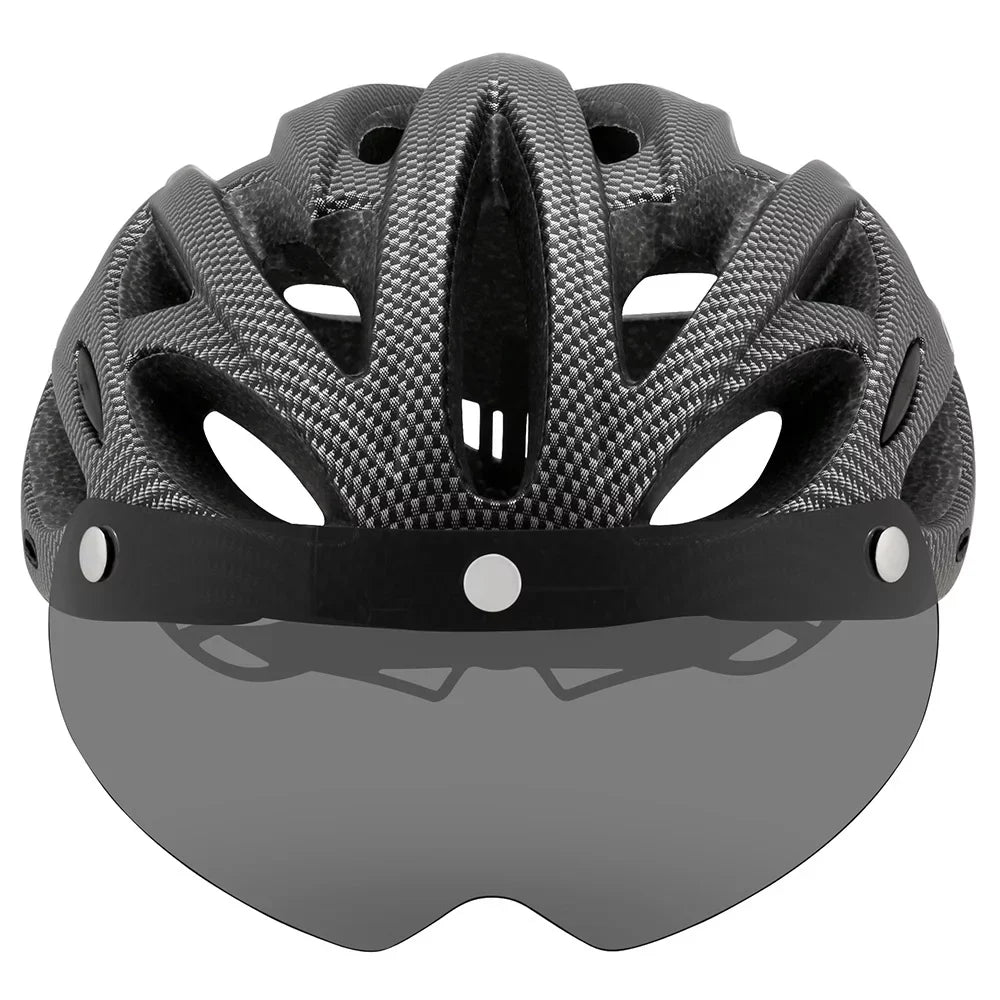 Nebublu Road Mountain Bike Riding Helmet with Lens and Brim - Stay Visible and Protected on the Road!