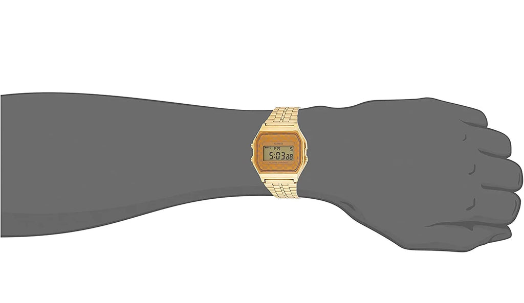 Casio Men's Vintage Digital Quartz Gold Tone Stainless Steel Watch A159WGEA-9A