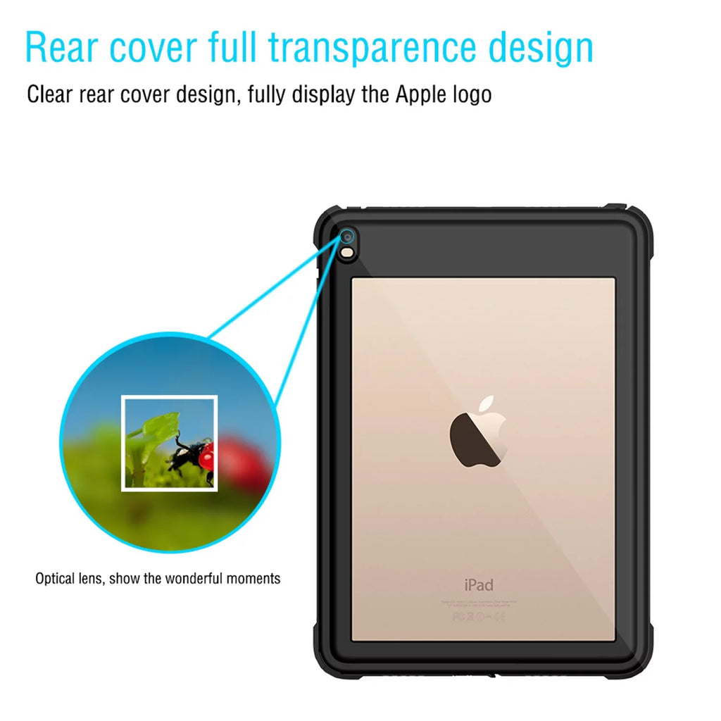 Coating iPad Air 3 Case 2019 Waterproof, iPad Pro 10.5 Case Rugged Full Body Protective Transparent Wrap with Built in Screen Protector Shockproof Case for iPad Air 3 2019/ iPad Pro 10.5 2017,Black