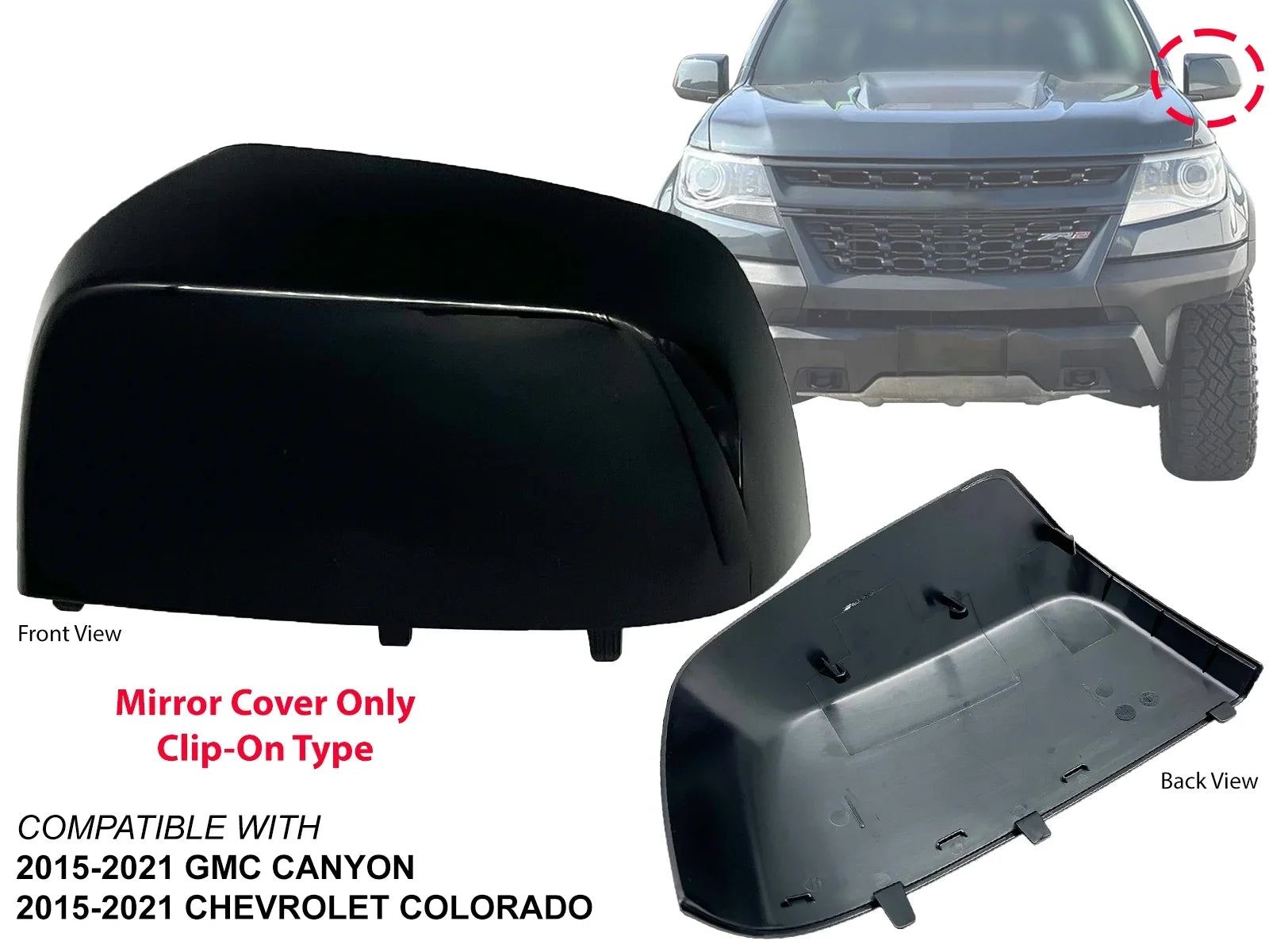 APA Replacement Paint to Match Black Mirror Cap Coating for 2015 - 2021 COLORADO CANYON Pickup Driver Left Side 23191153