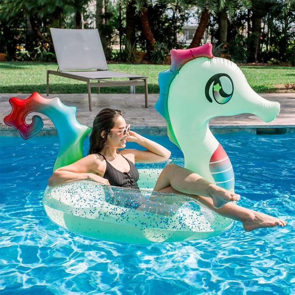 Pool Candy Seahorse Glitter Pool Float with Drink Holder PC6048GSH
