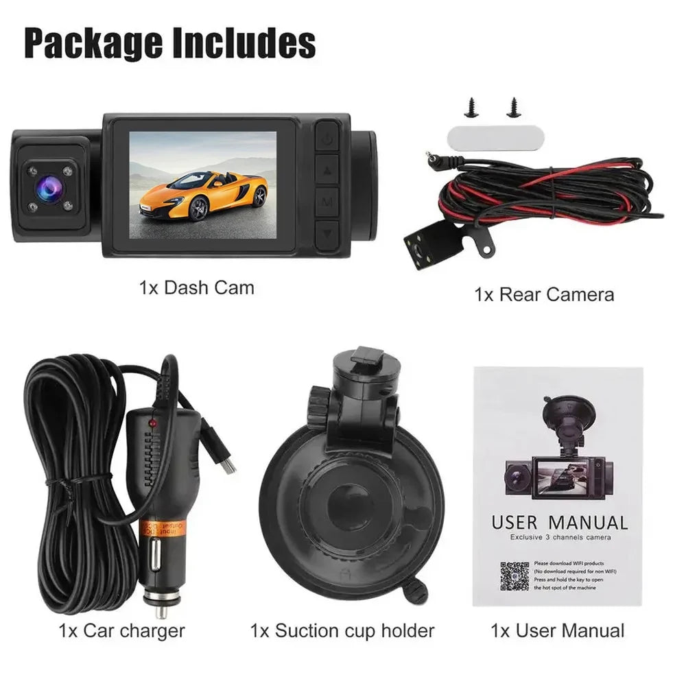 GoolRC Dash Camera,Dash Camera Car Camera Auto Car Rearview Mirror Safety Mirror Car Video 3 Cameras Rearview Mirror Car 2in Clear Car Clear Car Rearview Dash Cam Cabin Inside 3 VideoDash Buzhi
