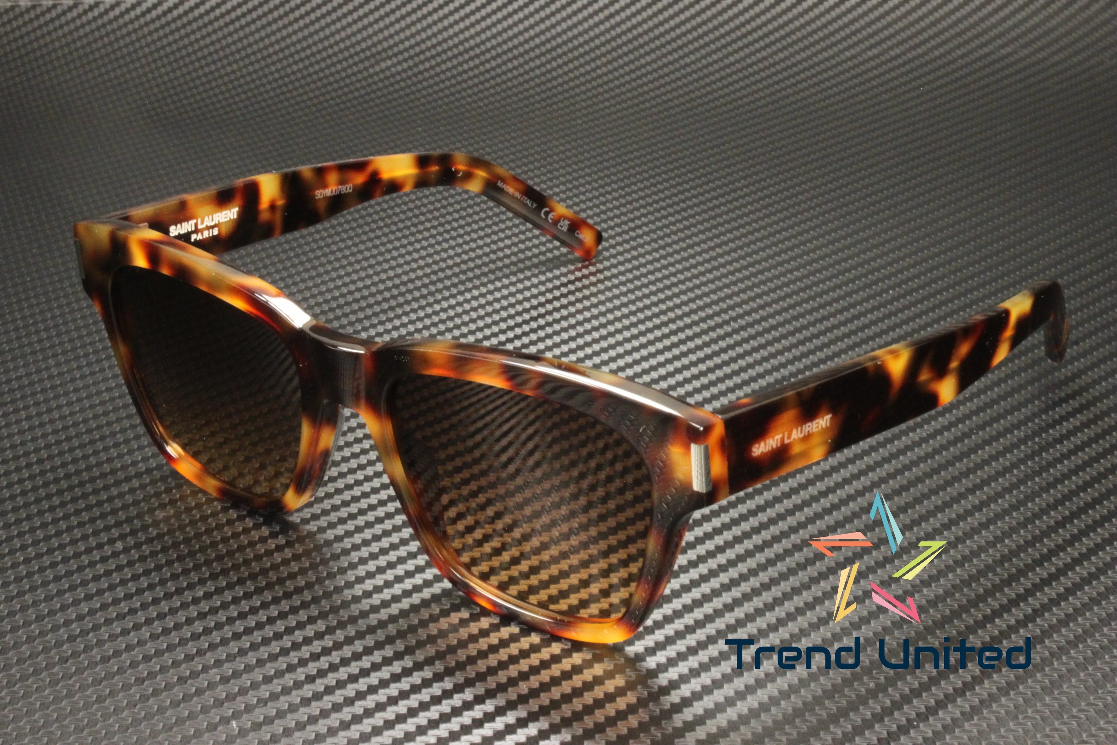 SAINT LAURENT SL 560 003 Squared Acetate Havana Brown 54 mm Unisex Sunglasses