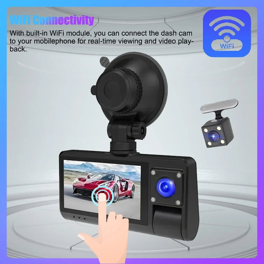 OWSOO Dash Cam, Touched Screen Car Rearview Mirror Recorder with Wide Angle, Clear Video Recording for Auto Safety Driving