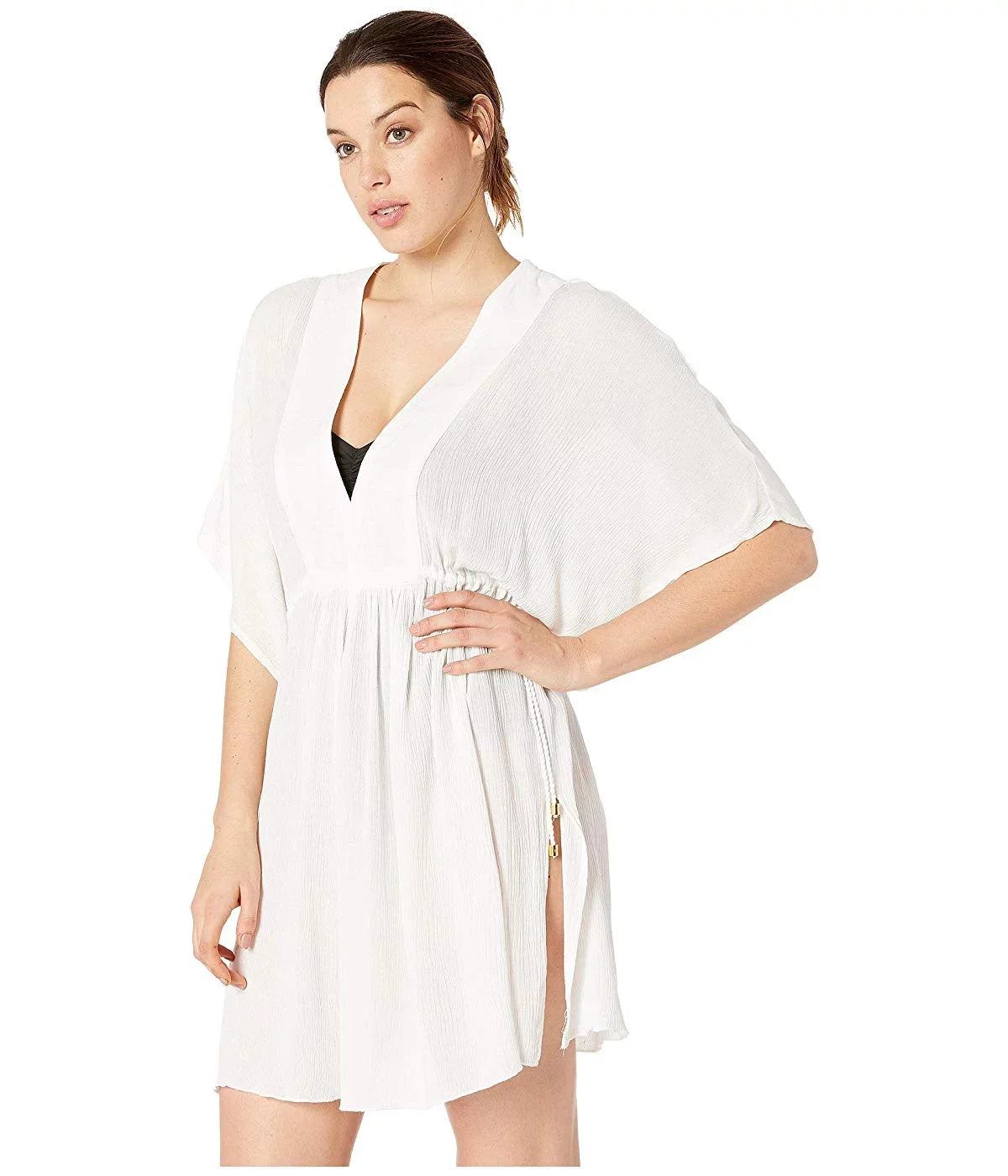 Ralph Lauren Crinkle Rayon Coating Up Tunic Dress, Choose Sz/Color: XL/White
