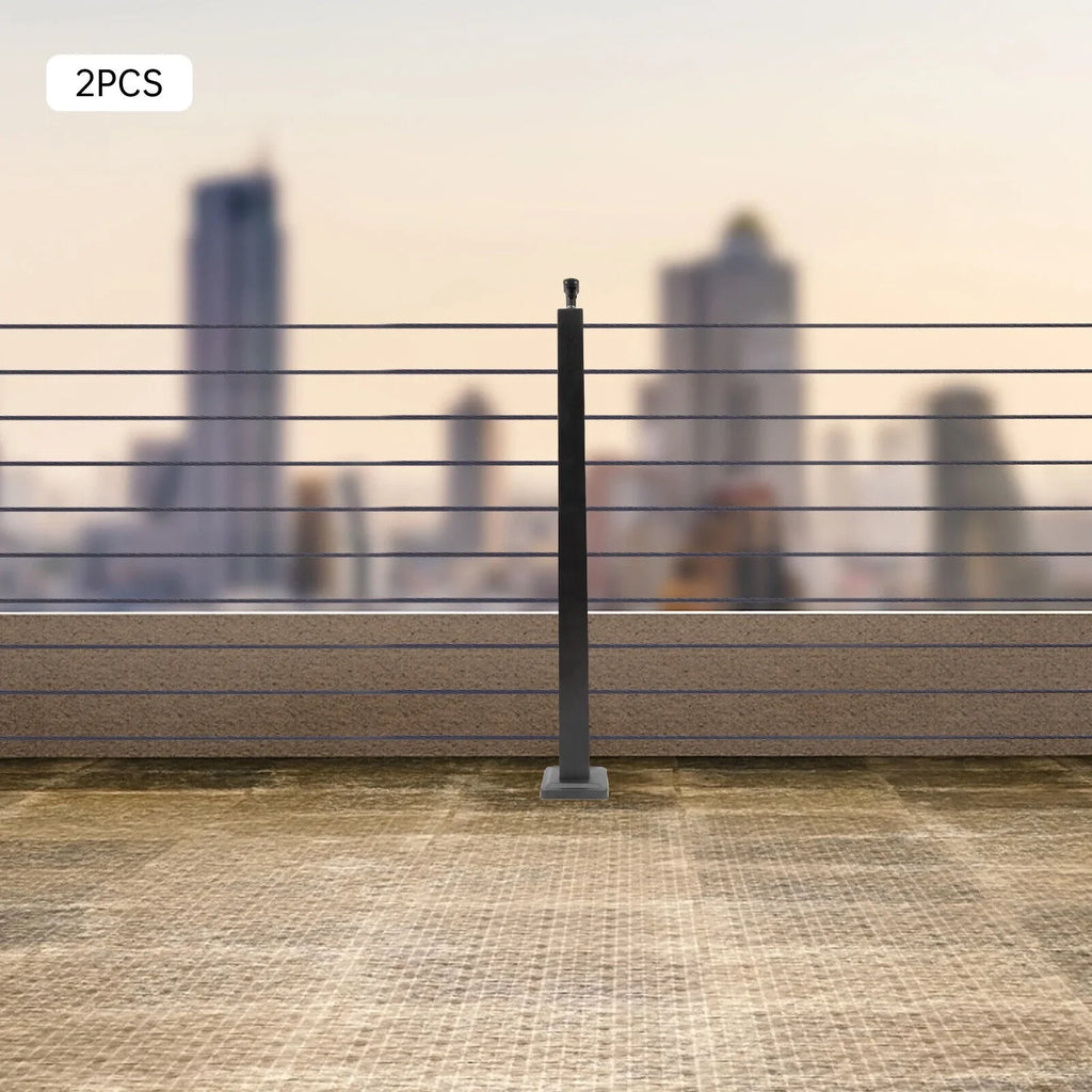 Cable Railing Post 36''x2''x2'' Stainless Steel Square Fence Post Level Two Sides Pre-Drilled for Wood Concrete Level Deck Cable Railing System