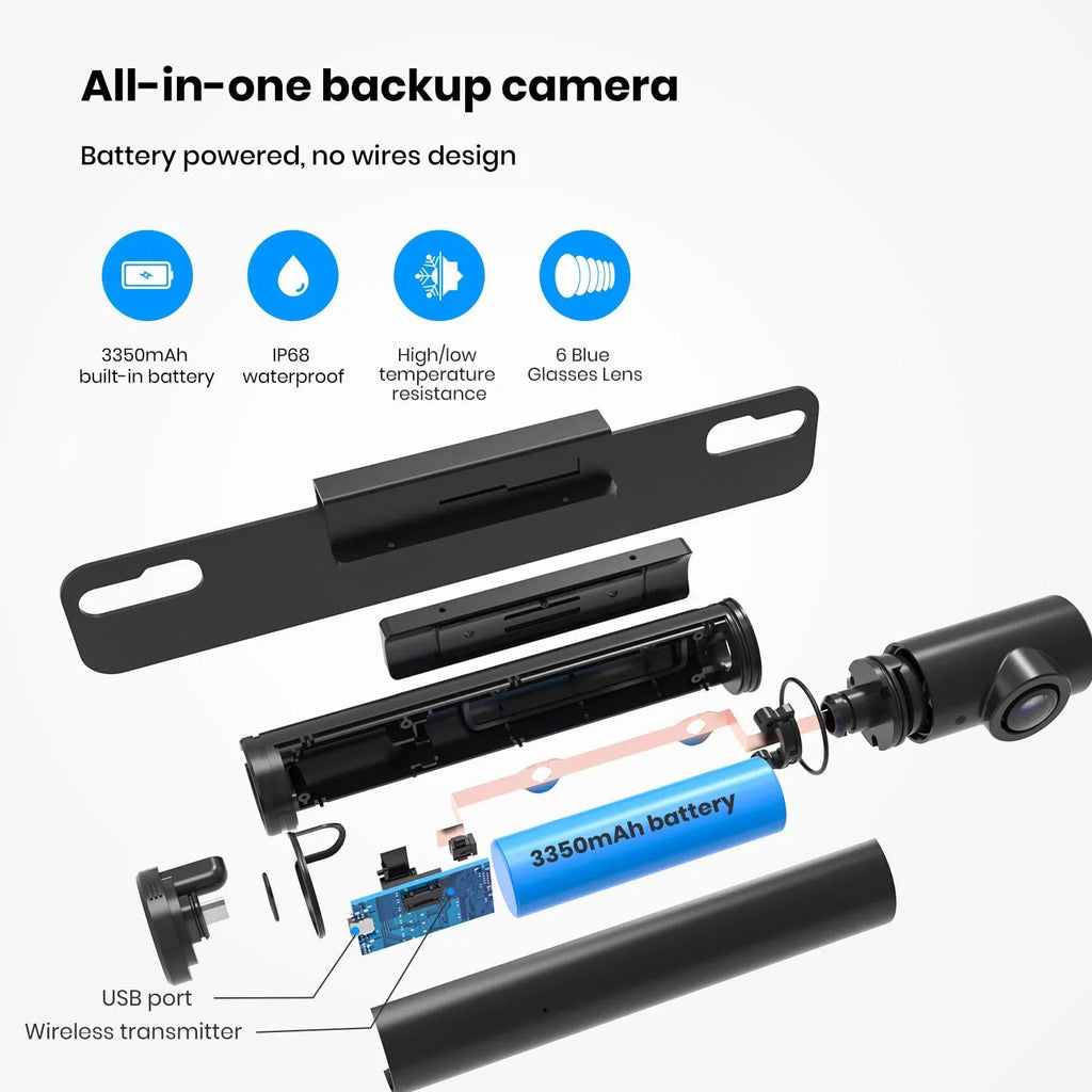 AUTO-VOX TW1 Wireless Backup Camera for Trucks, 3Mins DIY Installation, Mini Size Back Up Camera Systems for Car, Super Night Vision Rear/Front View with 5'' Monitor