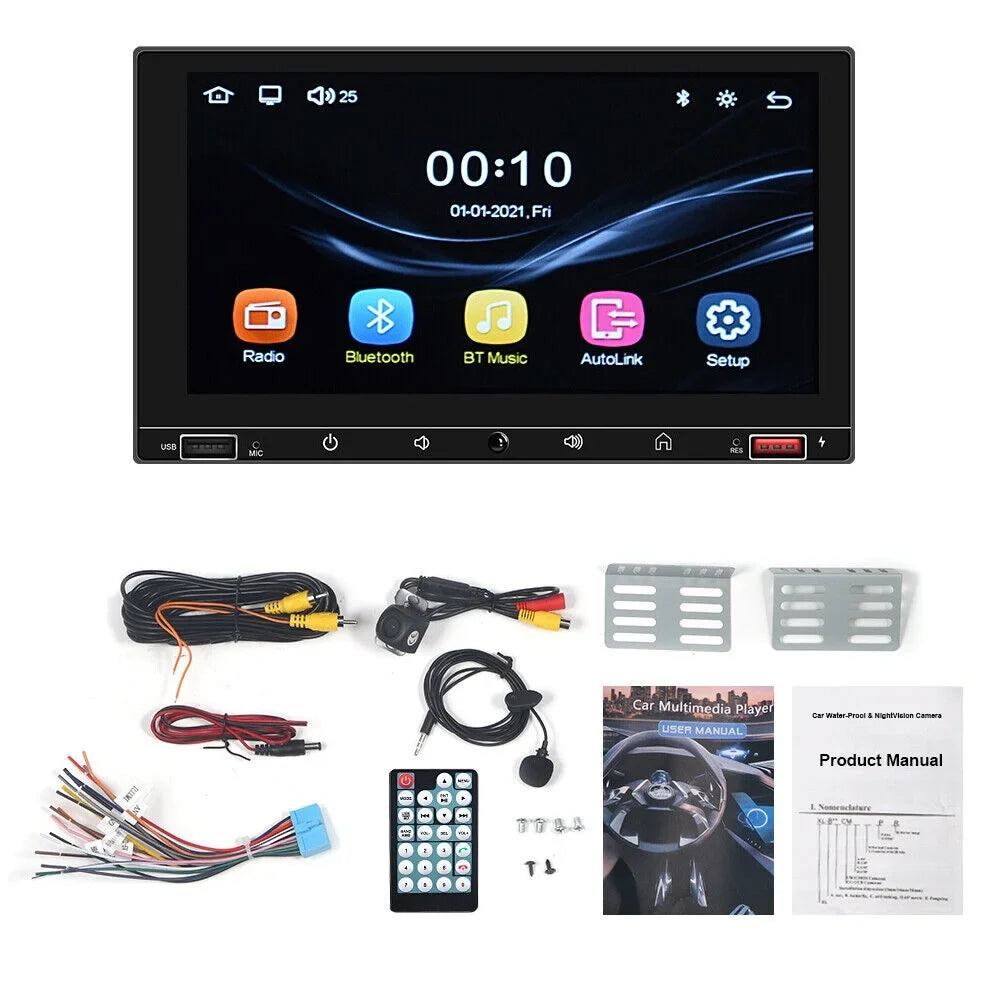 KingFurt Car Stereo with Apple Carplay & Android Auto Play MP5 Camera 7" HD Screen, FM Radio, Mirror Link