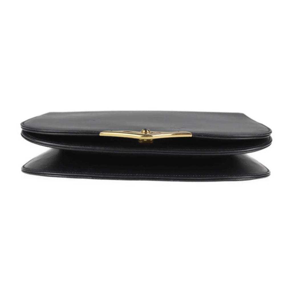 Pre-Owned CARTIER Cartier sapphire line shoulder bag calf leather dark navy 2WAY clutch (Good)