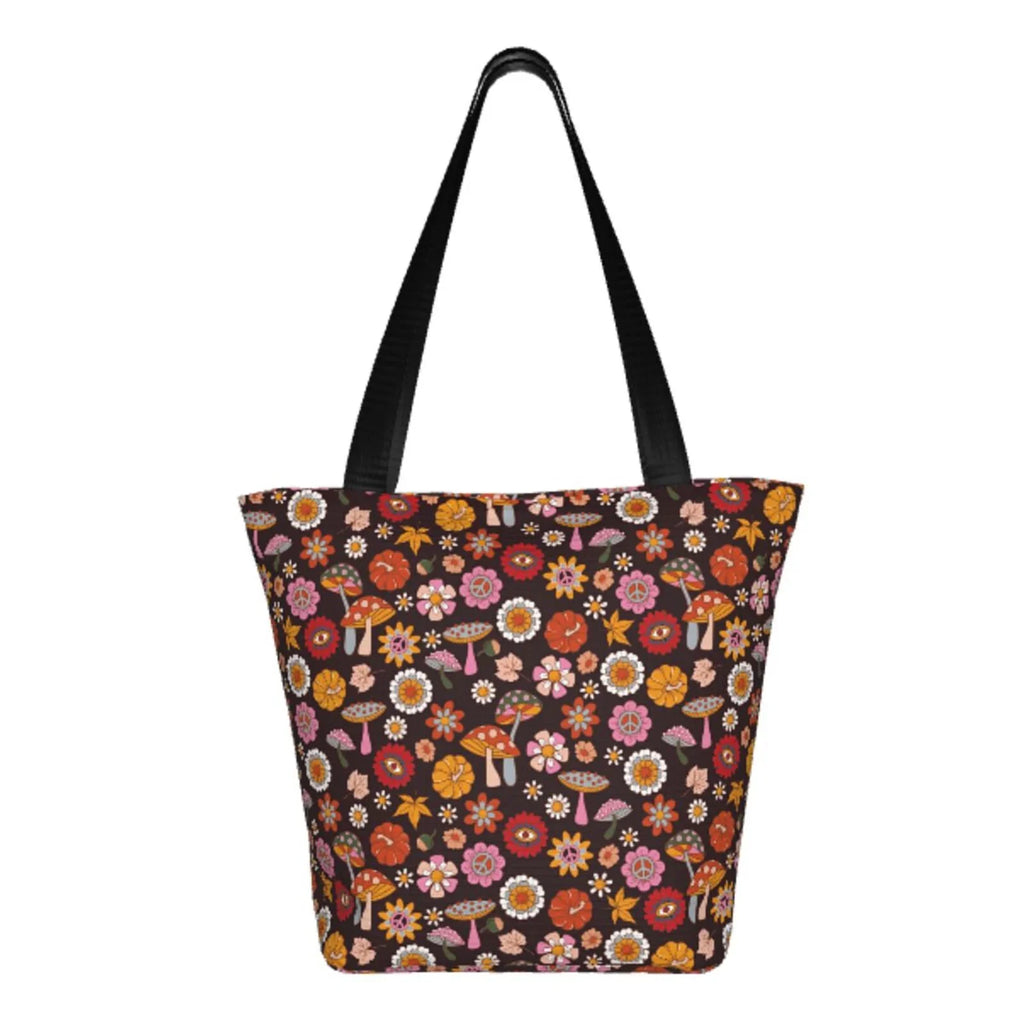 Lukts 70s Groovy Hippie Retro Tote Bag,Shoulder Bag Women'S Hobos Handbags Large Capacity Shopping Bag