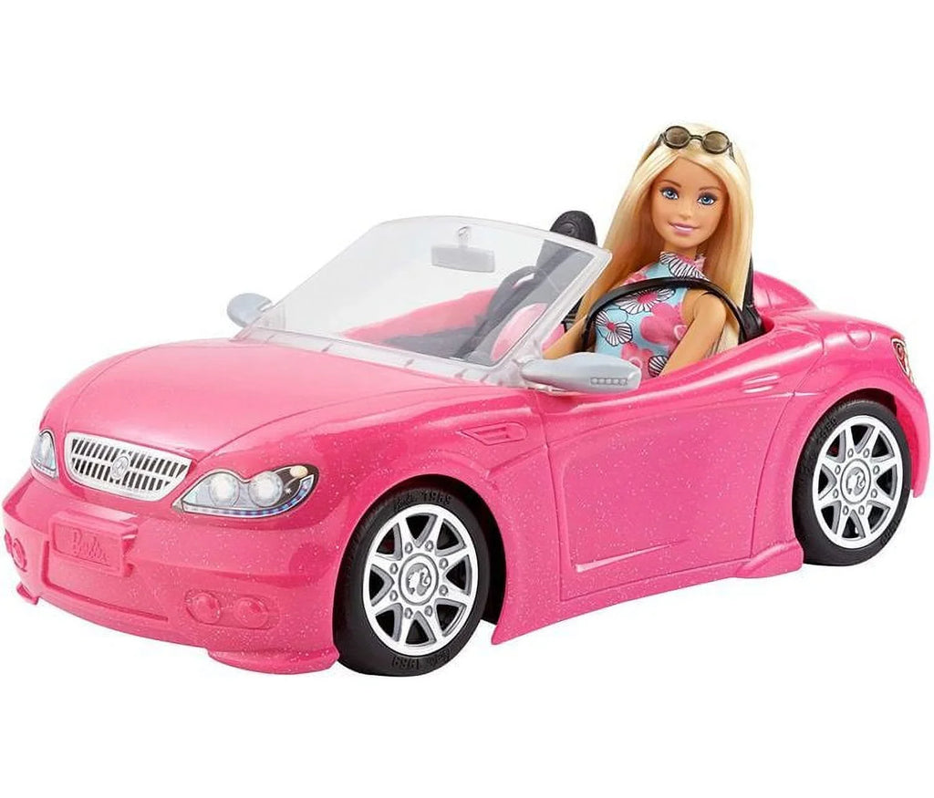 Barbie Collection Doll and 2 Seat Pink Convertible Car with Rolling Wheels